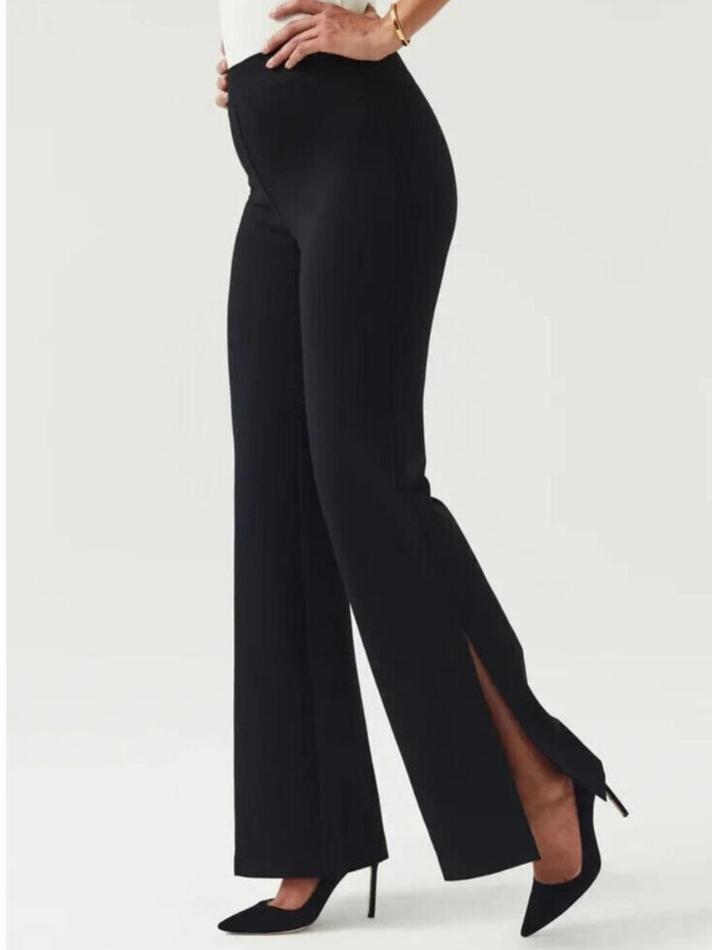 SPANX Black Split-Hem Ponte Bootcut Pants